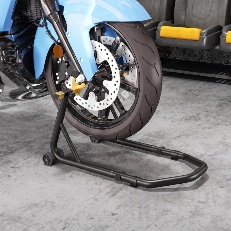 HOMCOM Cavalet Elevant Universal Suport Roată Spate Moto din Oțel Robust Capacitate 544 kg cu Furci U și L Reglabile
