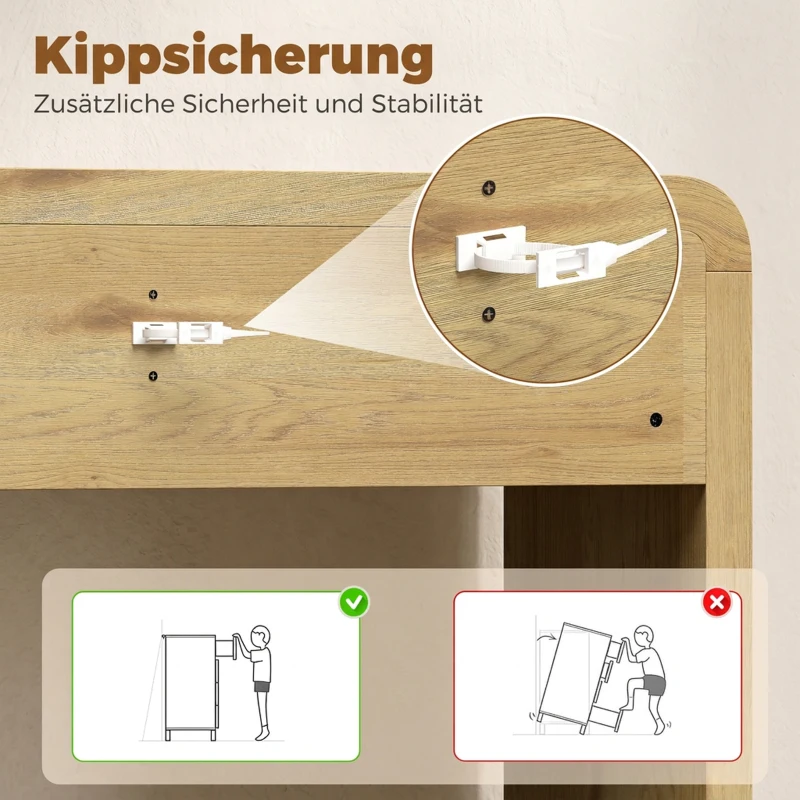 HOMCOM Konsolentisch mit 2 Schubladen, kugelgelagerten Schienen und abgerundeten Ecken, 100 cm, Natur