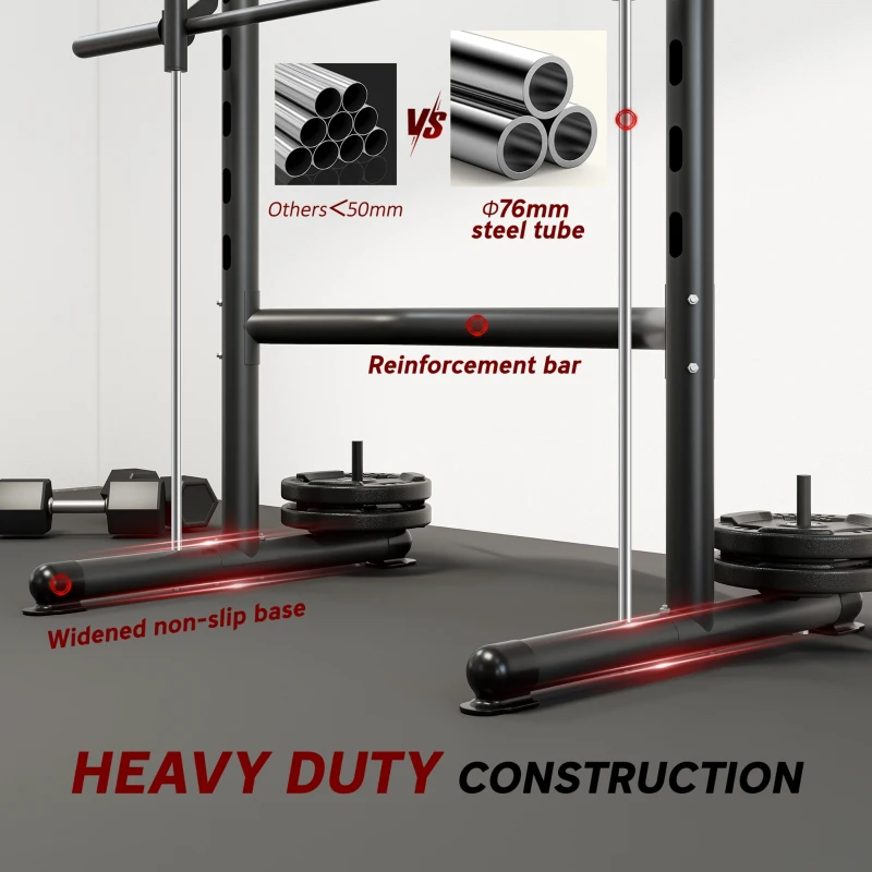 HOMCOM Adjustable Squat Rack, with Pull Up Bar, Barbell Bar for Home Gym