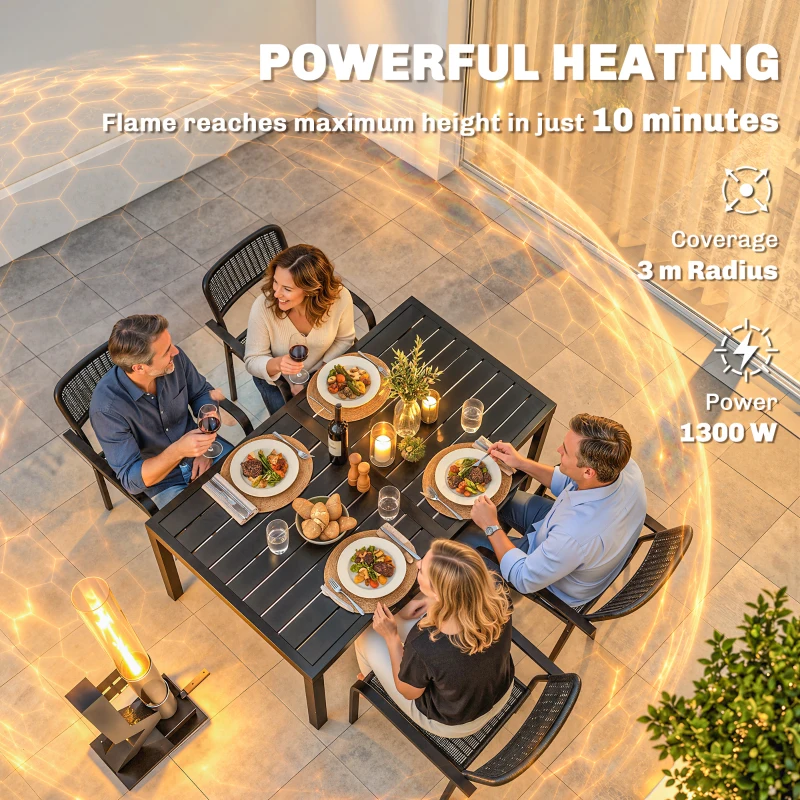 Outsunny Wood Pellet Heater, 13 kW Outdoor Pellet Heater Stove with Glass Tube, 2.4 kg Capacity Hopper, Ash Tray, Black