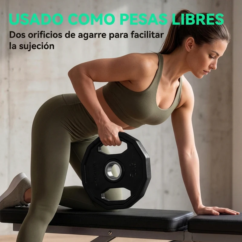 SPORTNOW Conjunto de 2 Discos de Pesas de 5 kg con Orificio de 50 mm para Entrenamiento de Fuerza  Ø24x3,5 cm Negro