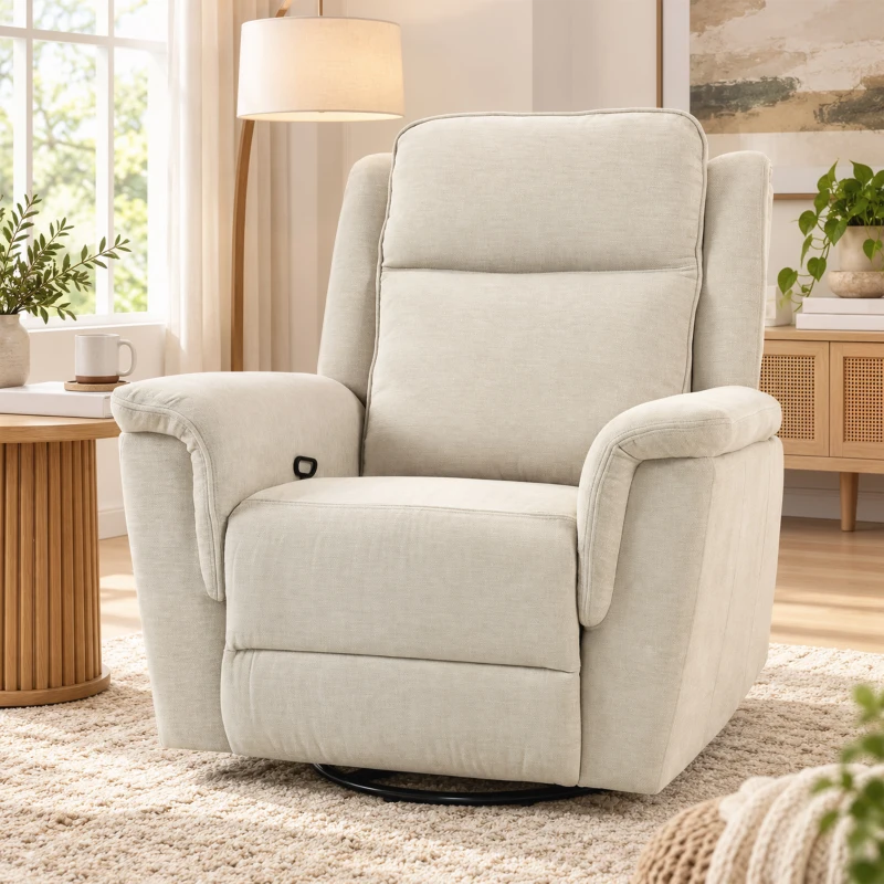 HOMCOM Fauteuil relax inclinable avec fonction bascule, fauteuil TV avec repose-pieds, blanc crème