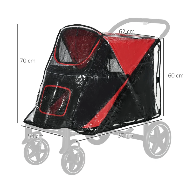 PawHut Osłona przeciwdeszczowa do wózka dla psa, daszek przeciwdeszczowy z tylnym wejściem i rzepami