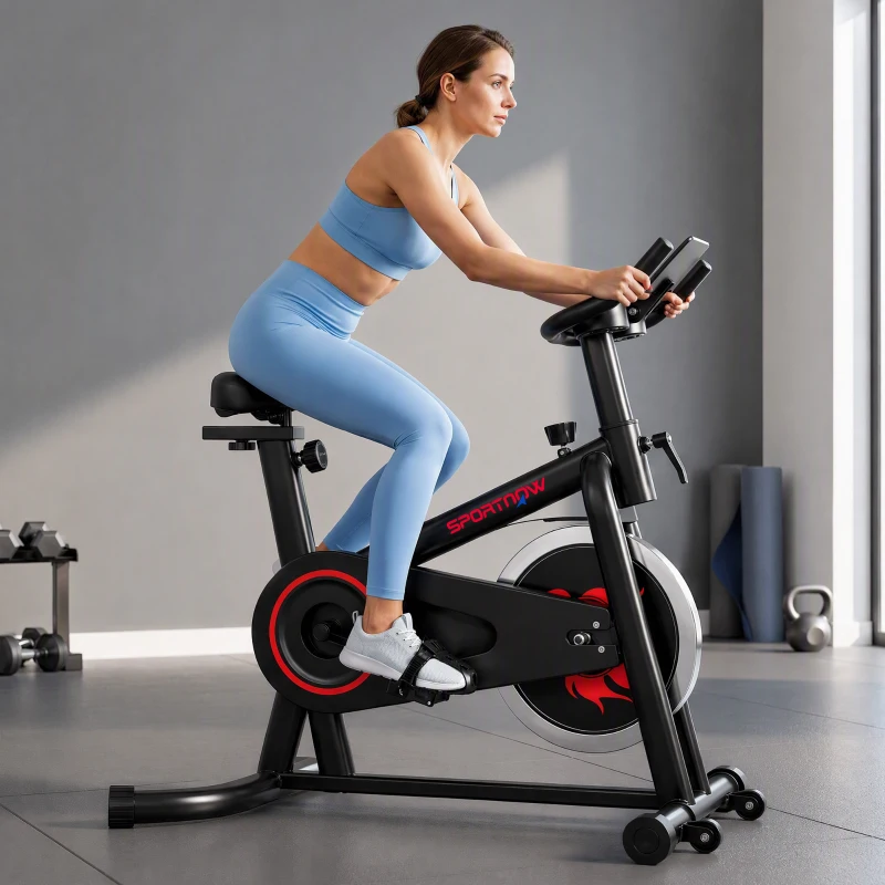 SPORTNOW Cyclette Professionale con Sella Regolabile, Volano 6kg, Nero