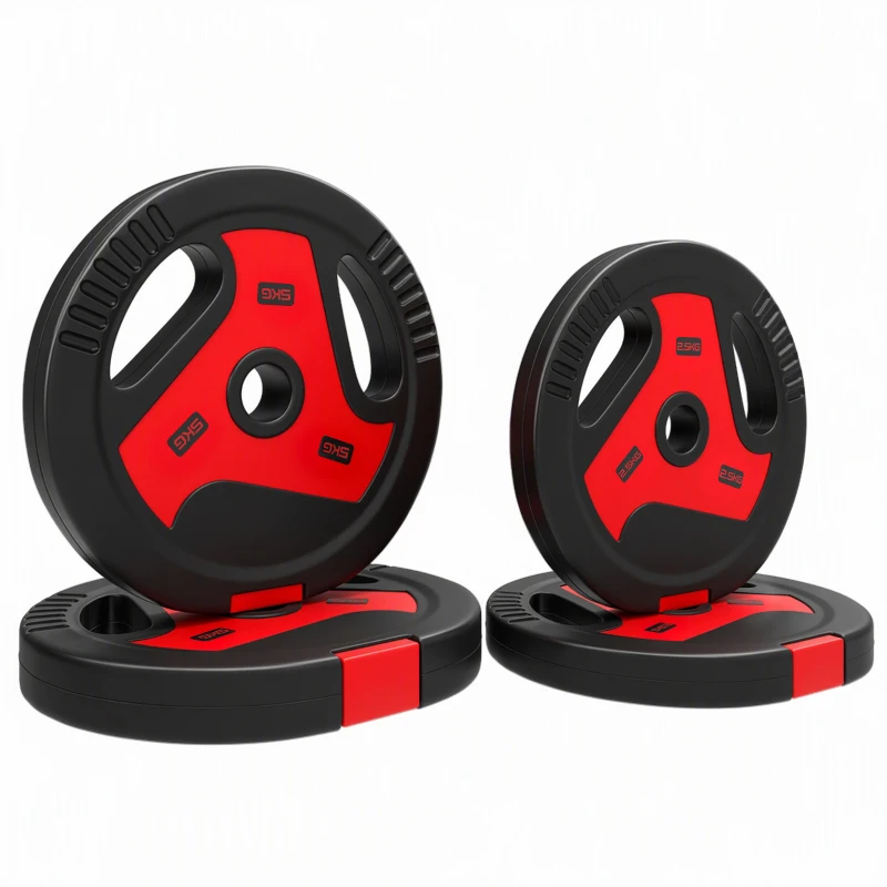 SPORTNOW 4er-Set Hantelgewichte mit 2 x 5/2,5 kg Gewichte, Hantelscheiben Set mit Griffen Gewichtsscheiben, Schwarz+Rot