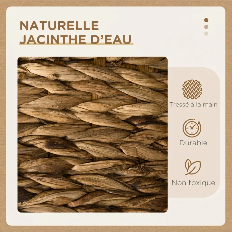 PawHut Tonneau à Gratter pour Chat 3 Niveaux, Coussins, Tressage en Jacinthe d'Eau, Cadre en Acier, Ø 40 x 73 cm, Marron Clair