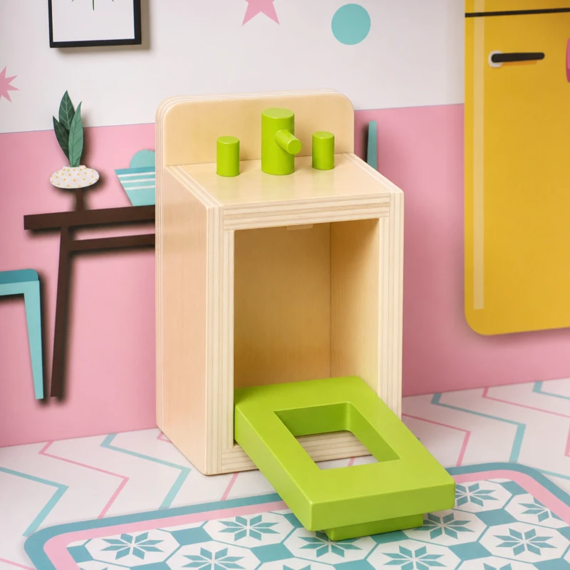 AIYAPLAY Wooden Dolls House, Large 3-Storey Modern Dollhouse with 10 Accessories, Pretend Play Toy Gift for Ages 3-6 Years, Pink