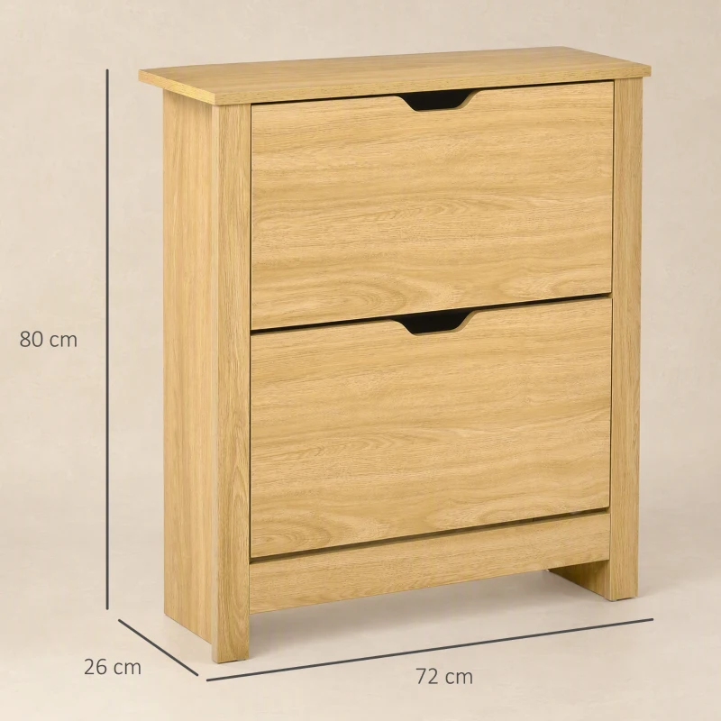 HOMCOM Meuble chaussure entrée, armoire à chaussures meuble d'entrée et couloir - 2 portes abattantes 2 compartiments