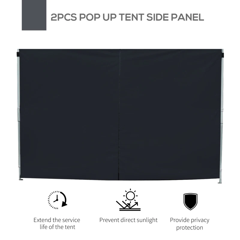 Outsunny 2.95 Meters Gazebo Replaceable Exchangeable Side Panel Wall Panels Walls With Window, Black