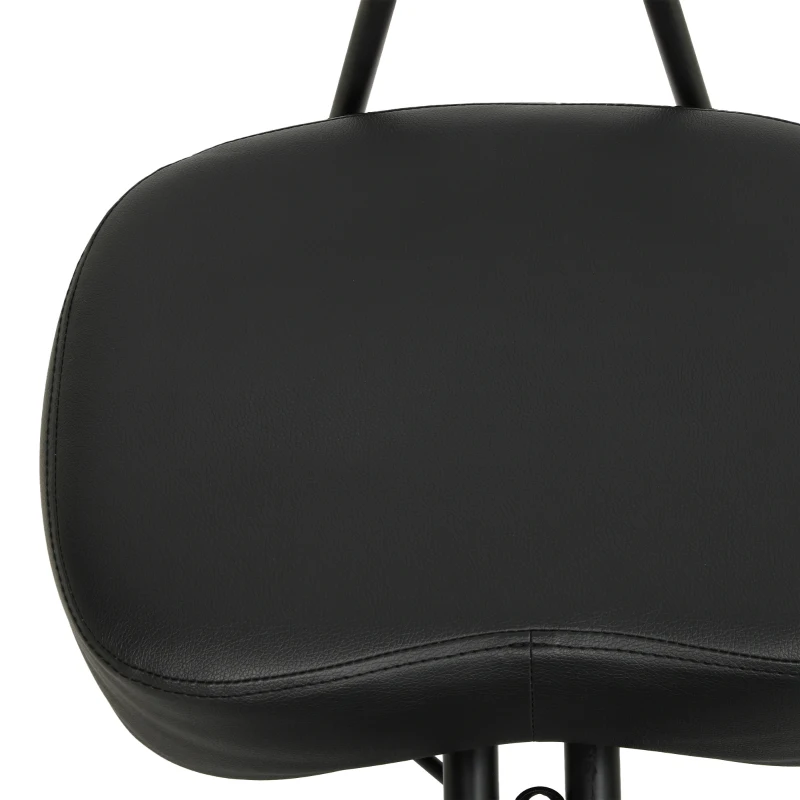 HOMCOM Chaise à Genoux Ergonomique avec Dossier, Siège Assis Genoux Réglable en PU sur Roulettes, Noir