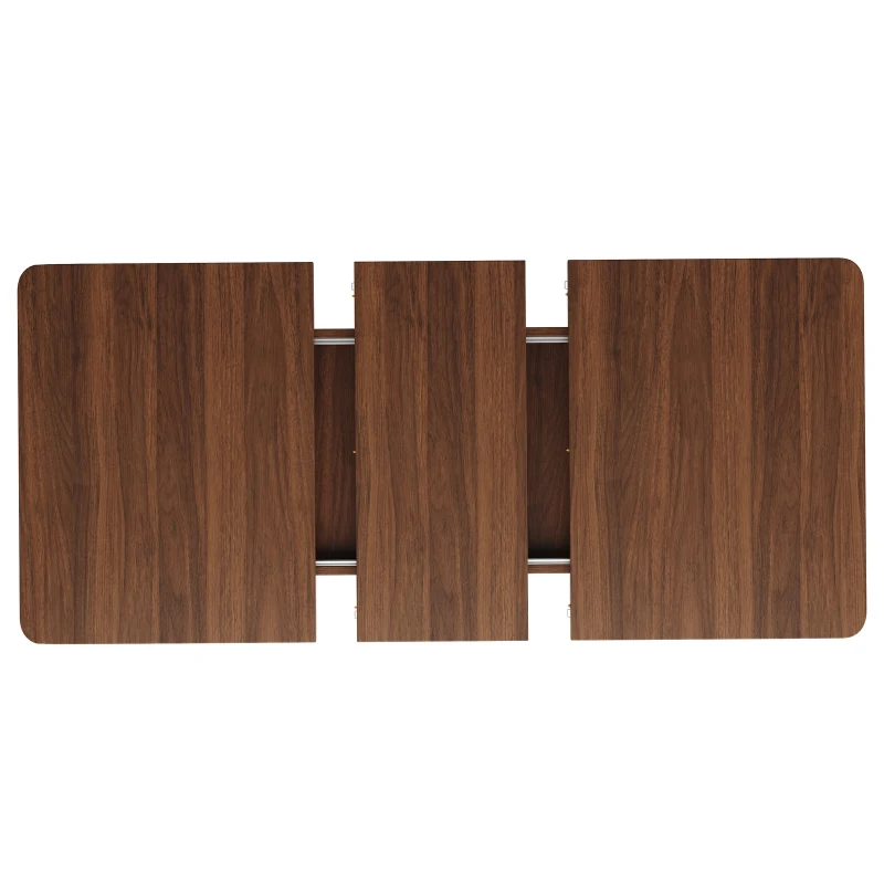 Extendable Dining Table with Grooved V-Shaped Legs, Space-Saving Dining Table for Flats and Family Meals, 120-160L x 80W x 76H cm, Walnut