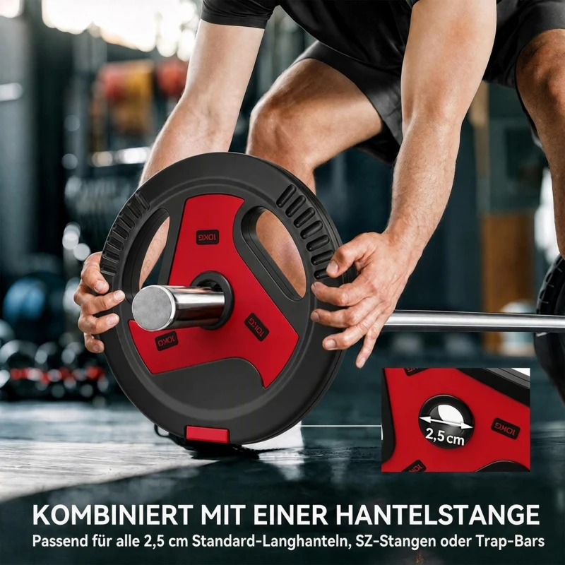 SPORTNOW 4er-Set Hantelgewichte mit 2 x 10/5 kg Gewichte, Hantelscheiben Set mit Griffen Gewichtsscheiben, Schwarz+Rot