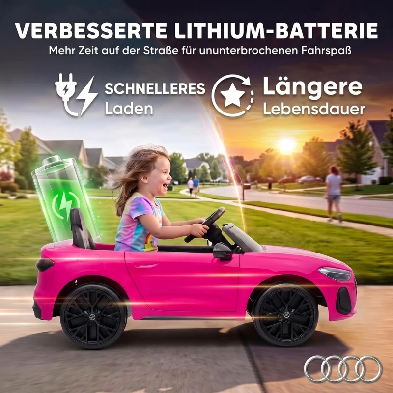 AIYAPLAY Elektrische kinderauto Audi A5L 12V met 2,4G-afstandsbediening, 2 motoren, lithiumaccu, softstart, vierwielvering