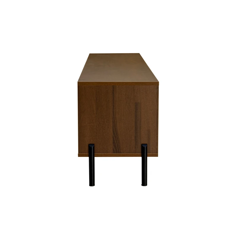 Modern TV Cabinet with Wave-Shaped Doors, Minimalist Media Console for Living Room, 160L x 35W x 46H cm, Natural