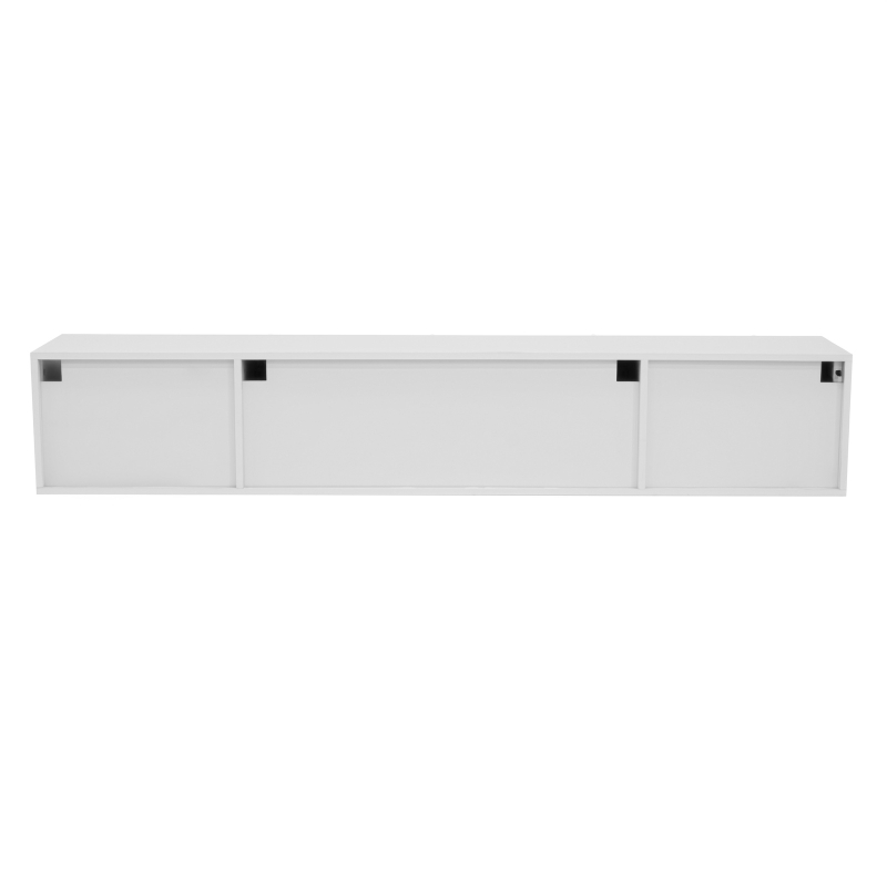 High-Gloss TV Lowboard with Handleless Fronts, 3 Doors and 2 Drawers, Storage Unit for Wall-Mount or Freestanding, 167L x 30W x 30H cm, White