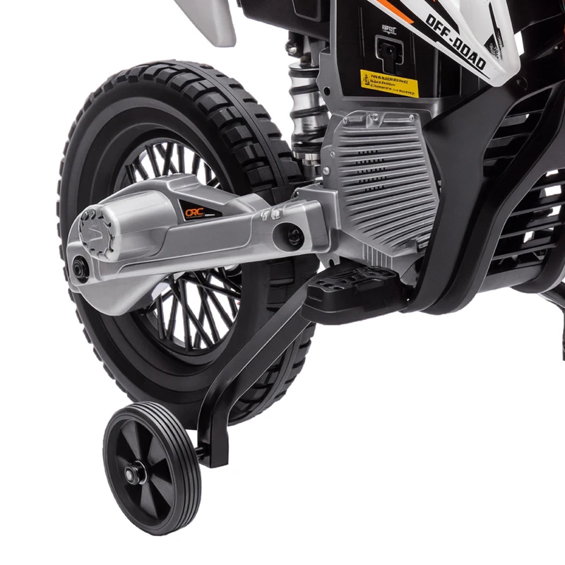 AIYAPLAY Moto Elétrica Infantil 12V com Música, Velocidade 2,4-5 km/h, Rodas Auxiliares, 109,5x60x72,5 cm, Laranja