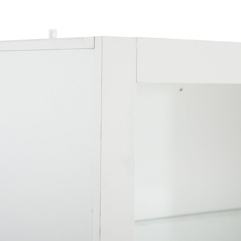 High-Gloss Display Cabinet with Bluetooth-Controlled LED Lighting, Tall Storage Cabinet for Living Room and Playroom, 100L x 35W x 170H cm, White