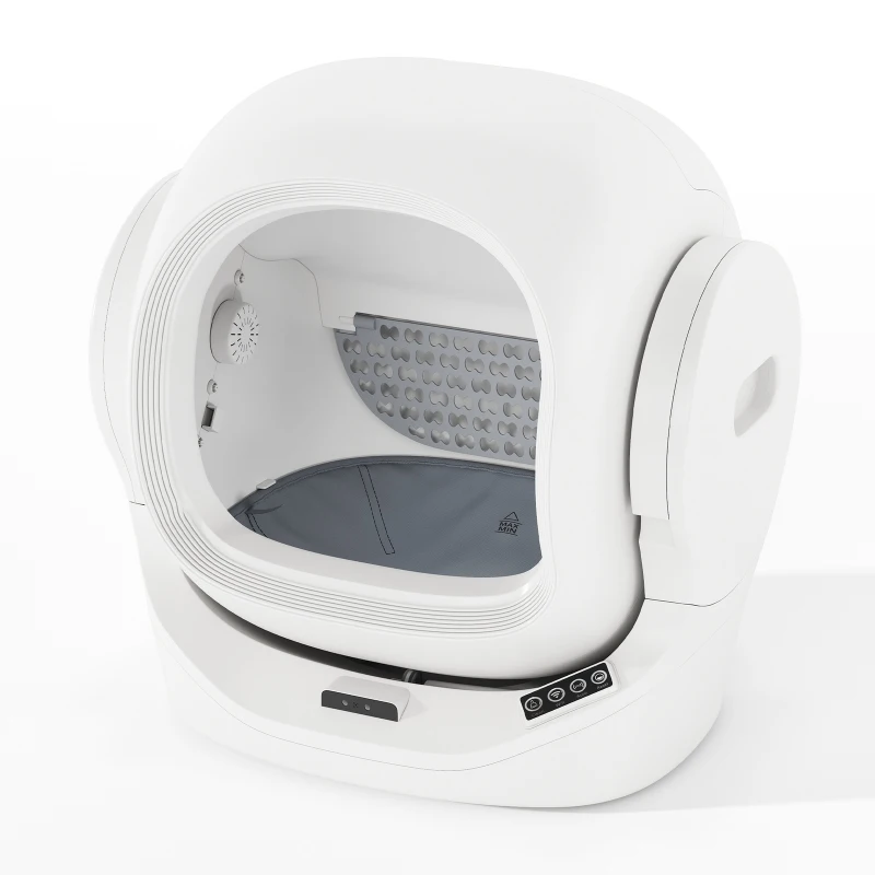 Self-Cleaning Cat Litter Box with App Control and 8L Waste Bin, Automatic Cat Litter Tray for One to Two Cats, 53L x 45.5W x 56.5H cm, White