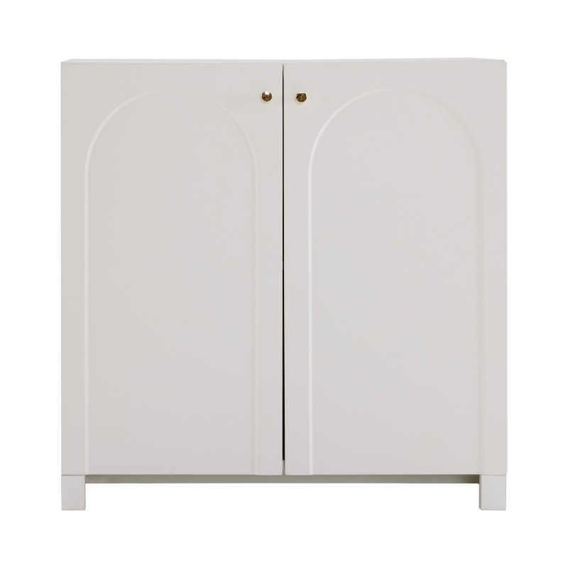 Modern Wooden Buffet Sideboard Storage Cabinet with 2 Doors, Freestanding Kitchen Cupboard with Adjustable Shelf, 80L x 40W x 80H cm, White