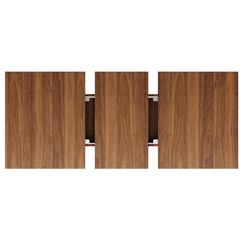 Extendable Dining Table with Double-Column Base, Space-Saving Kitchen Table with Anti-Slip Feet, 120-160L x 80W x 76H cm, Dark Brown