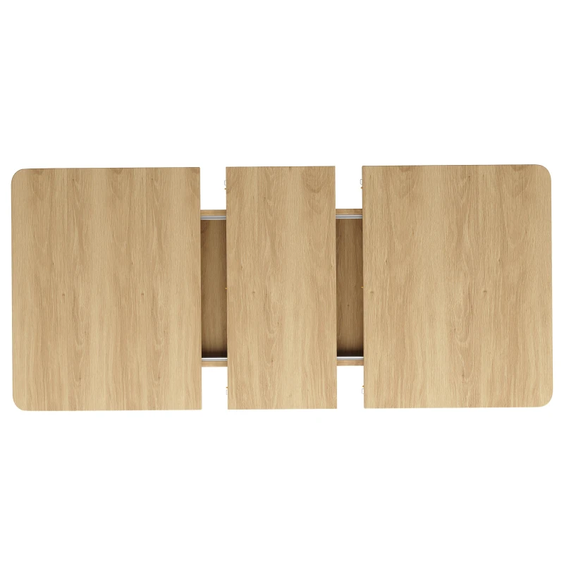 Extendable Dining Table with Grooved V-Shaped Legs, Space-Saving Dining Table for Flats and Family Meals, 120-160L x 80W x 76H cm, Natural