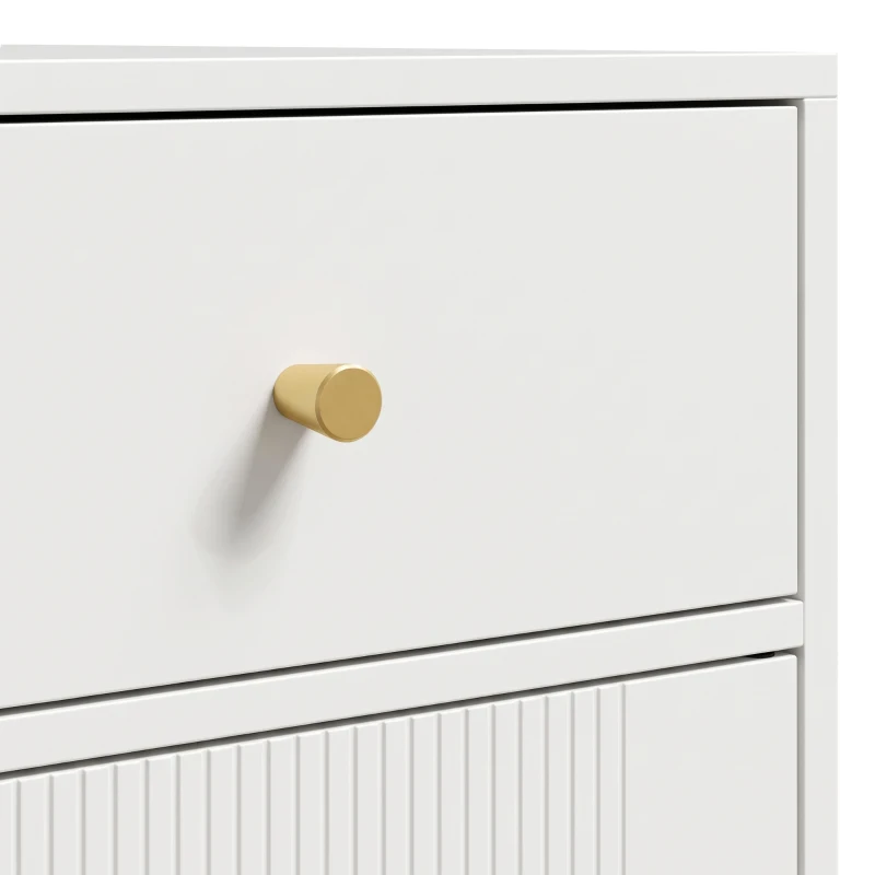 HOMCOM Buffet para Sala, Móvel de Arrumação com 2 Portas, 2 Gavetas, Prateleiras Reguláveis e Pés em Metal, 80 x 39 x 86 cm, Branco
