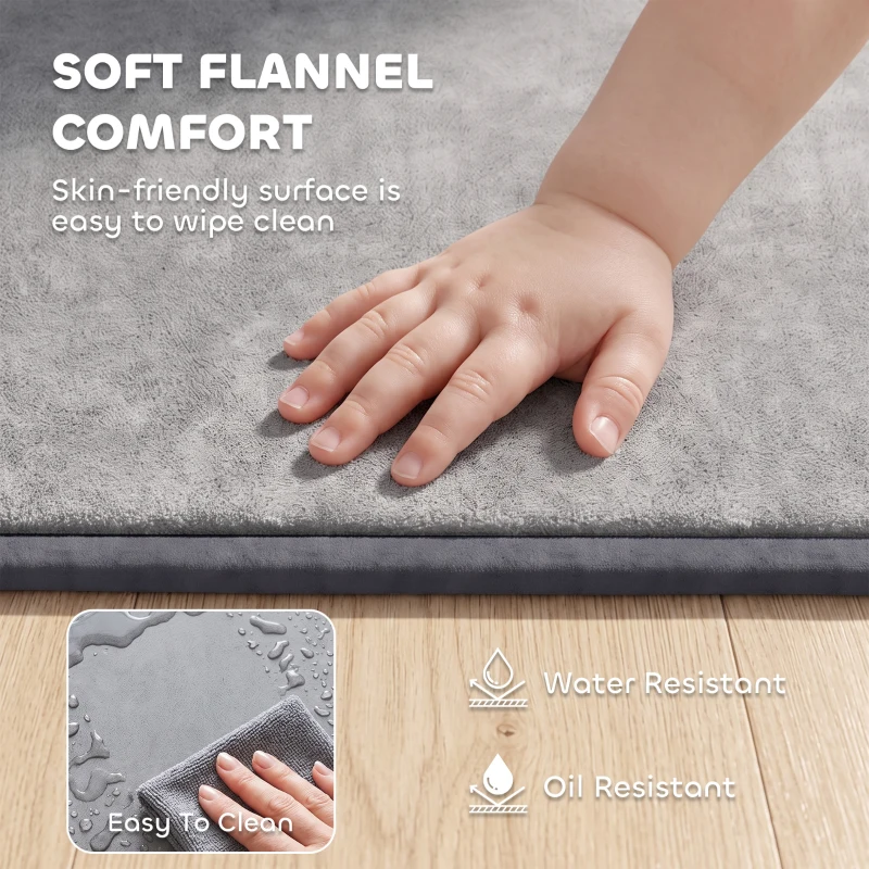 AIYAPLAY Baby Play Mat, 3CM Thick Foam Playmat Rug, Soft Flannel, Non-Slip, Water Resistant, Easy Care, 127 x 127 cm, Dark Grey