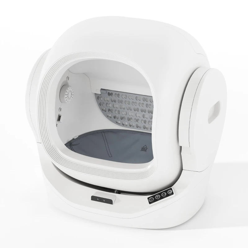 Self-Cleaning Cat Litter Box with App Control and 8L Waste Bin, Automatic Cat Litter Tray for One to Two Cats, 53L x 45.5W x 56.5H cm, White