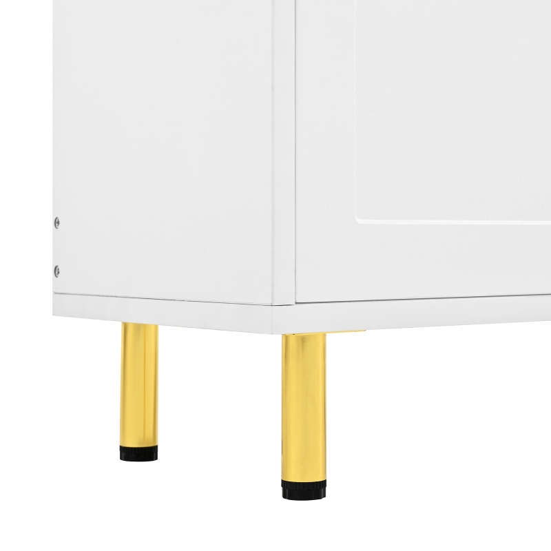 Modern Shoe Cabinet with 4 Flip Doors and 2 Drawers, Space-Saving Entryway Storage Organizer with Metal Handles, 106.5L x 25W x 105.5H cm, White