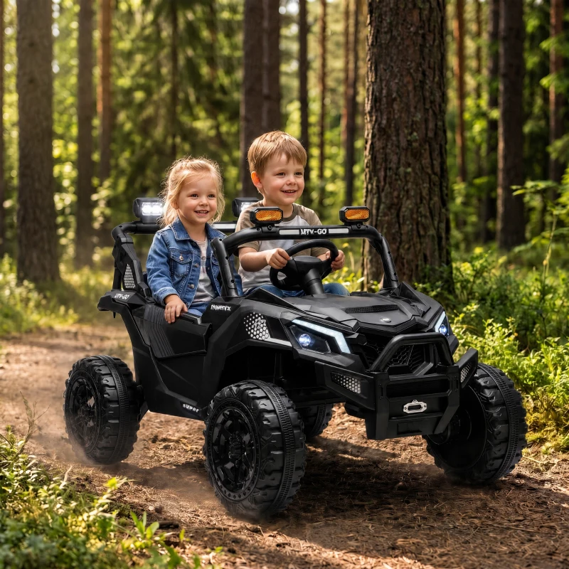 AIYAPLAY 24V 2 Seater Ride On Truck Car for Big Kids with Remote Control, Dual Motors, 4-Wheel Suspension for Ages 3-8, Black
