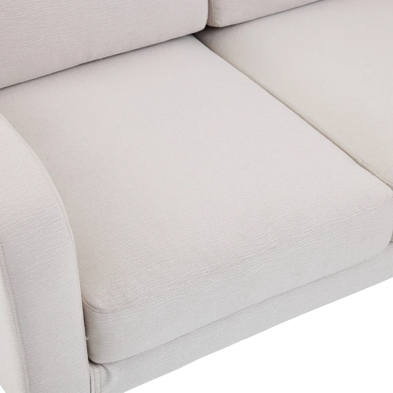 L-Shaped Sectional Sofa with Movable Chaise and Storage Pockets, Modern 3-Seater Corner Sofa for Living Room, 204L x 136W x 80H cm, Beige