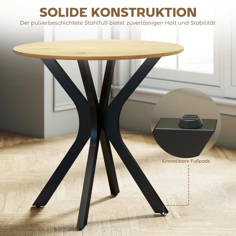 HOMCOM Esstisch Küchentisch Runder Tisch, Modernes Design, 78 cm x 78 cm x 75 cm, Naturholz