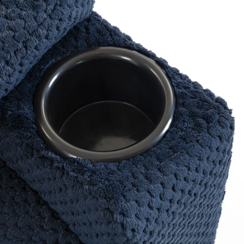 HOMCOM Sillón Elevador Eléctrico Masaje por Vibración y Calor, Sillón Relax Eléctrico en Terciopelo, Respaldo Inclinable Azul