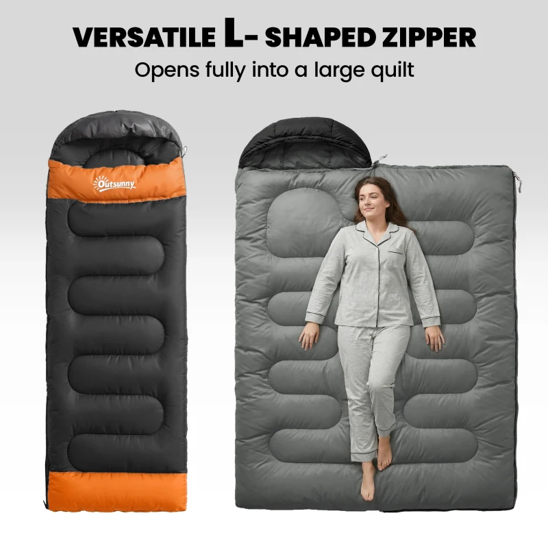 Outsunny Sleeping Bag for Adults, Lightweight & Compact Sleeping Bag, 3 Seasons, Grey