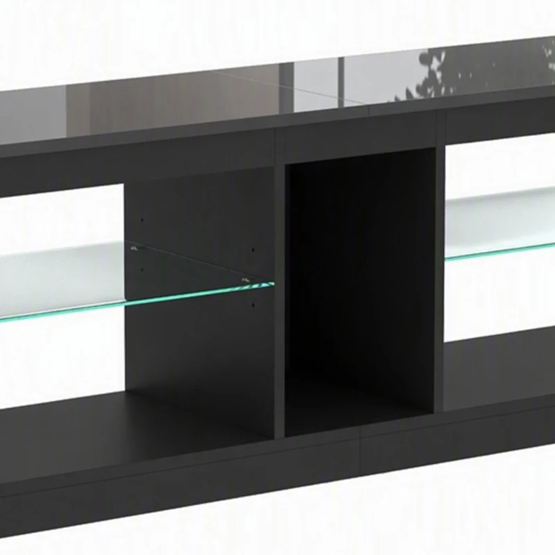 HOMCOM TV Stand Cabinet with LED Lights and Remote Control for TVs up to 65", Entertainment Centre with Storage Shelves, Black