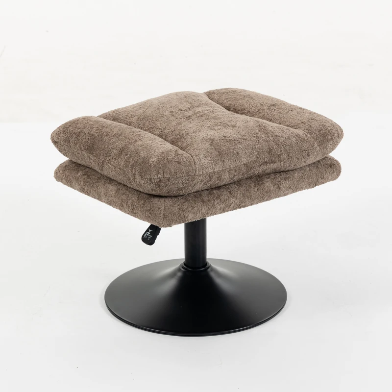 HOMCOM Loungestoel met hocker, 360° draaibaar, van fluweellook met druppelstructuur, in hoogte verstelbare voetenbank, bruin