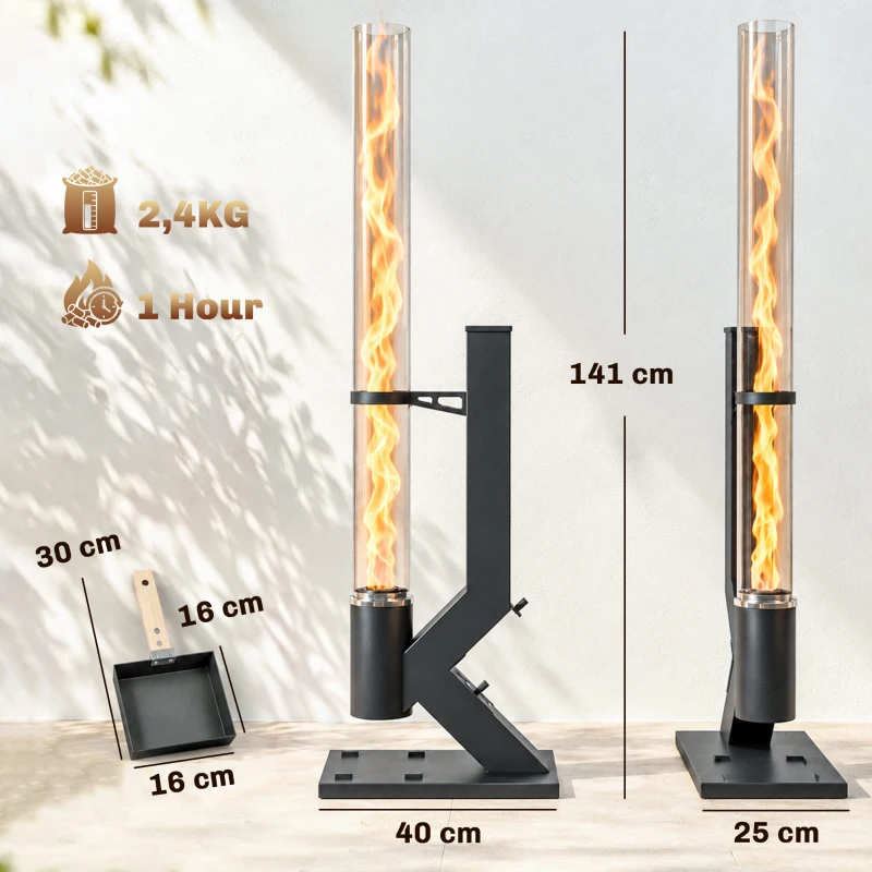 Outsunny Estufa de Pellet para Exterior 13 kW con Tubo, Negro