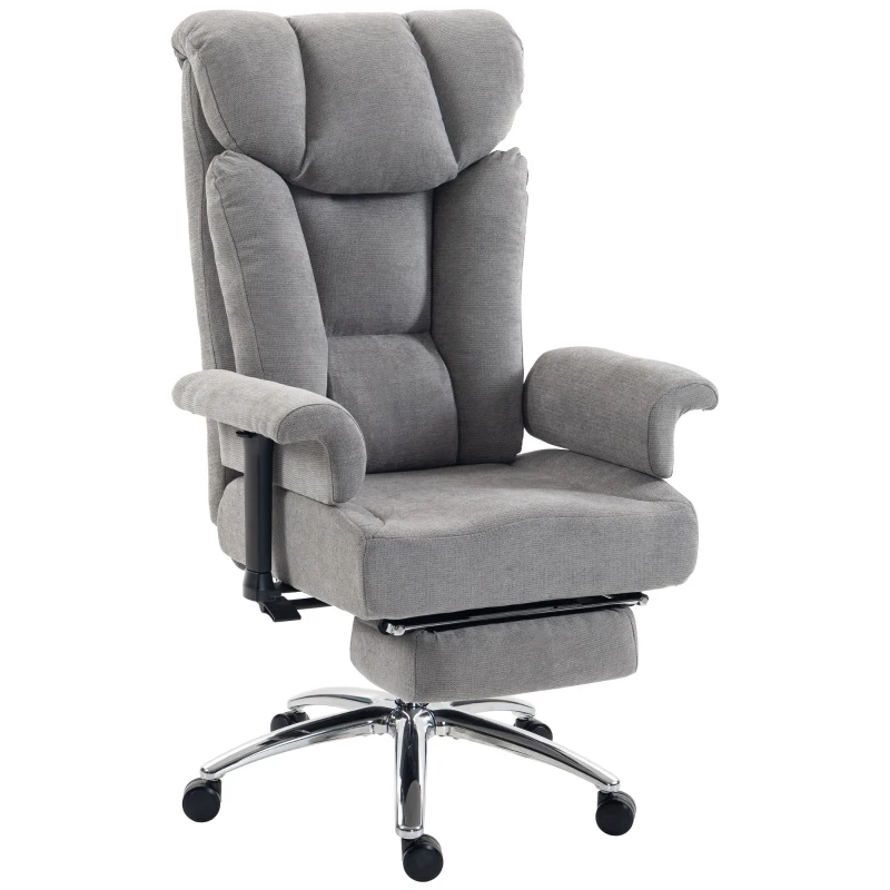 HOMCOM Big and Tall Office Chair, 250 kg Heavy Duty Executive Desk Chair with Adjustable Padded Armrests and High Back, Grey