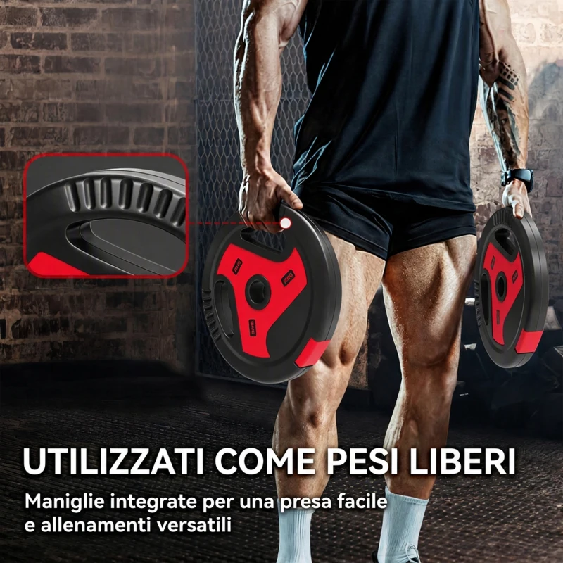 SPORTNOW Dischi Pesi Palestra, Set 4 Pezzi, 30kg, Foro 2.5cm, Nero