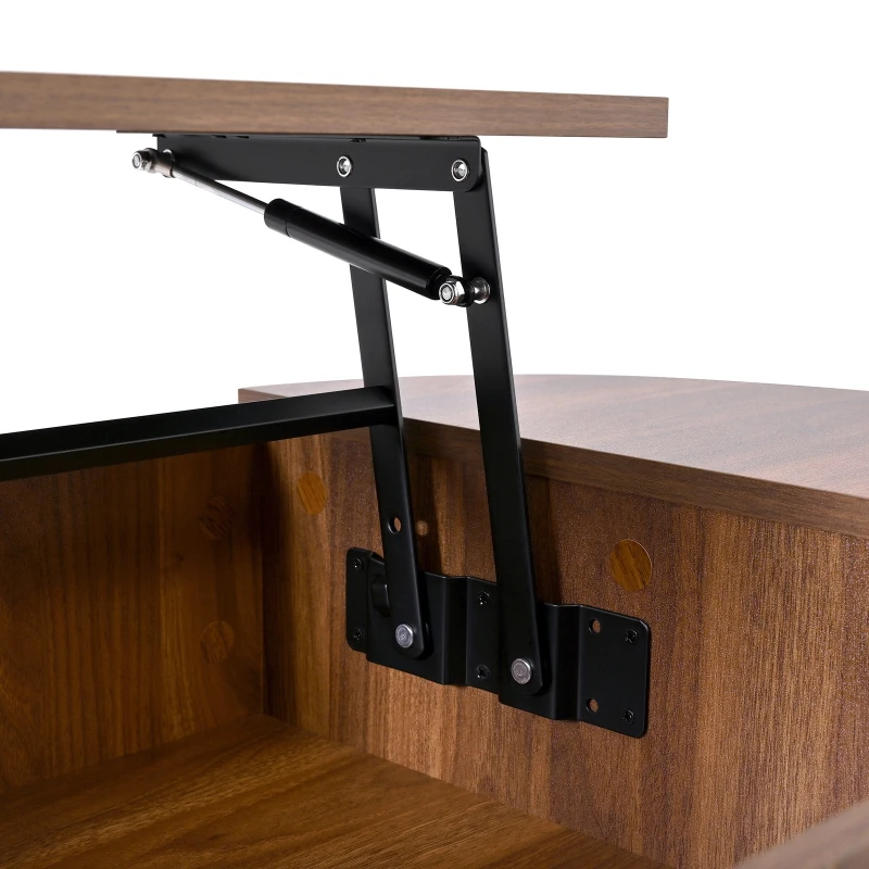 Modern Height-Adjustable Coffee Table with Lift-Top Design, Multifunctional Storage Table for Apartments and Offices, 100L x 50W x 40.5H cm, Walnut