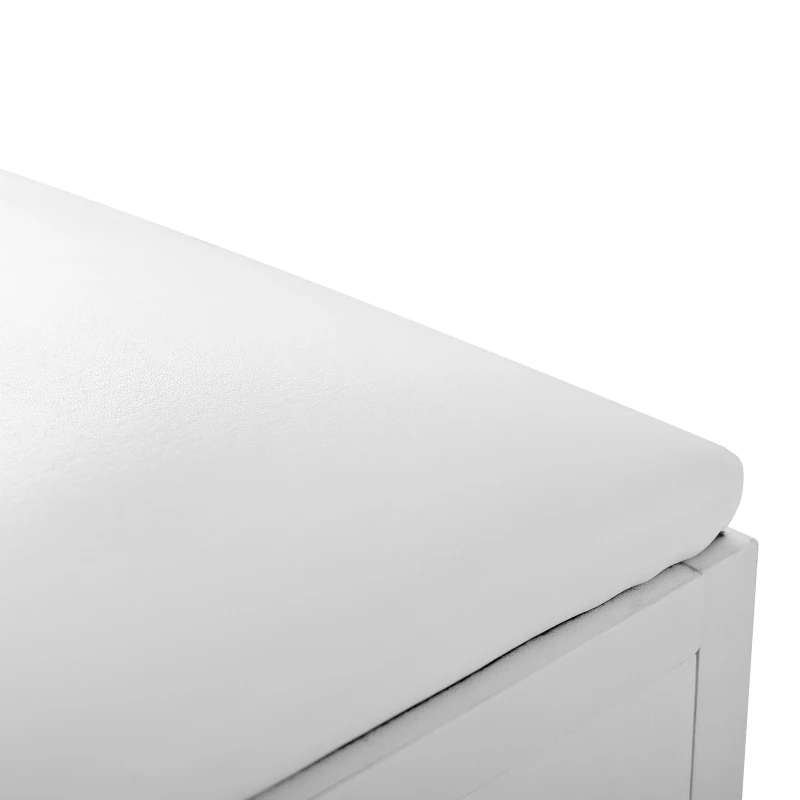 Modern Vanity Desk with Padded Stool and 2 Storage Cabinets, Makeup Dressing Table with Adjustable LED Mirror, 110L x 40W x 132H cm, White