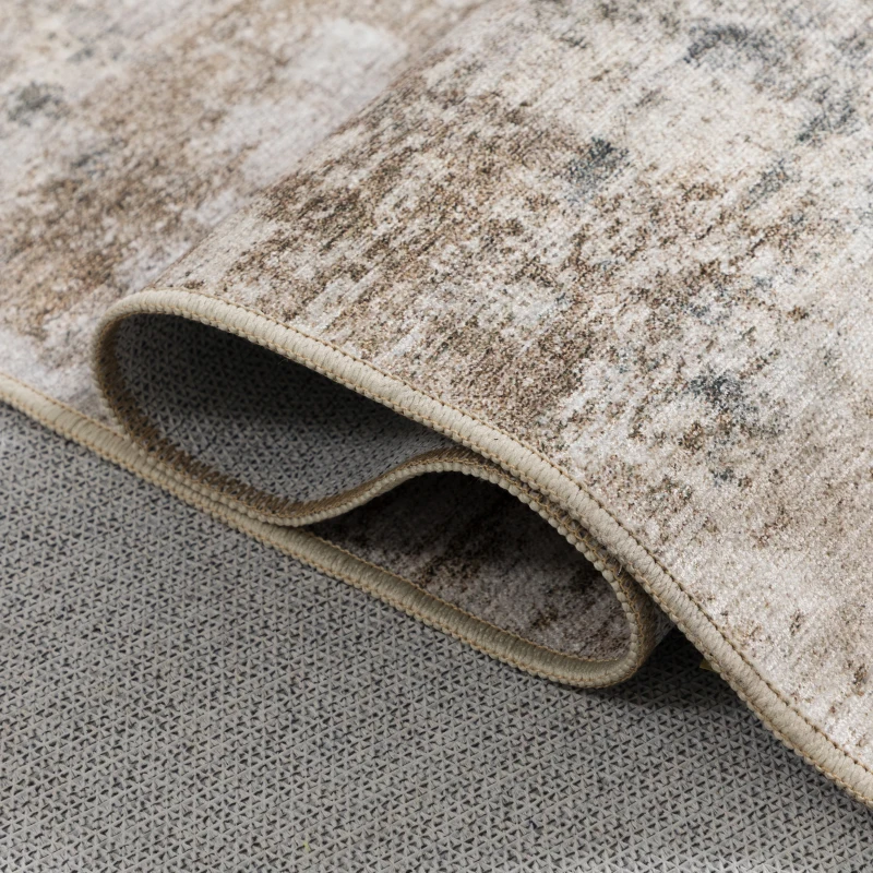 HOMCOM Vloerkleed van polyester met modern artistiek patroon, wasbaar, bruin