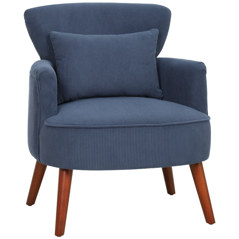 HOMCOM Fauteuil moderne à accoudoirs, fauteuil rembourré d'appoint avec coussin lombaire, bleu
