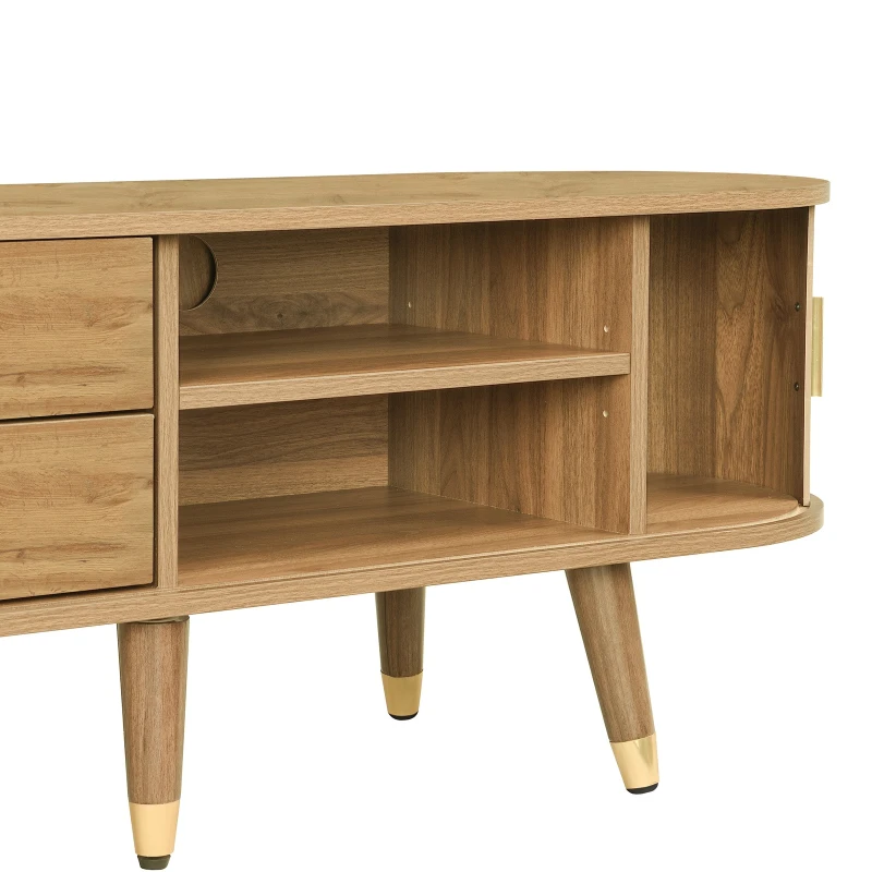 Rustic TV Cabinet with Sliding Doors, Spacious Media Storage Unit for Living Room, 175L x 38W x 45H cm, Wood