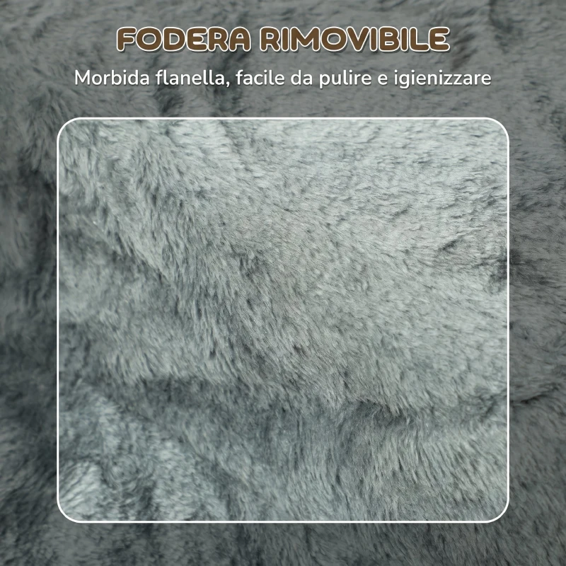 PawHut Scala per Cani a 3 Gradini, Scaletta per Cani e Gatti di 4.5 kg in Velluto Sfoderabile e Lavabile, Grigio Chiaro