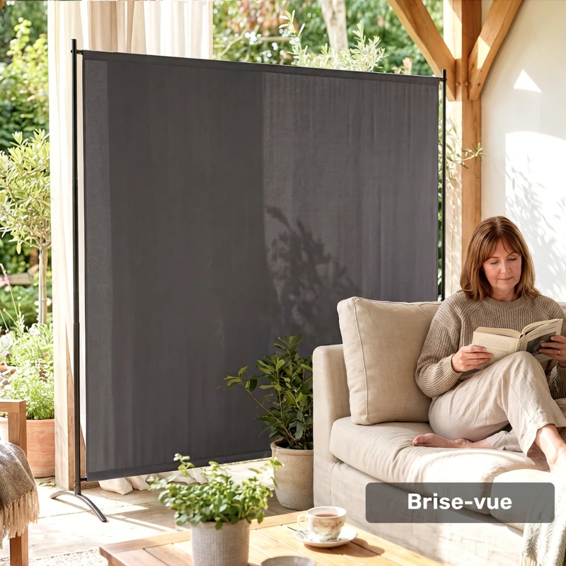 Outsunny Paravent Extérieur à Panneau Unique, Séparateur de Pièce de 180H cm avec Protection UV30+, Gris Foncé
