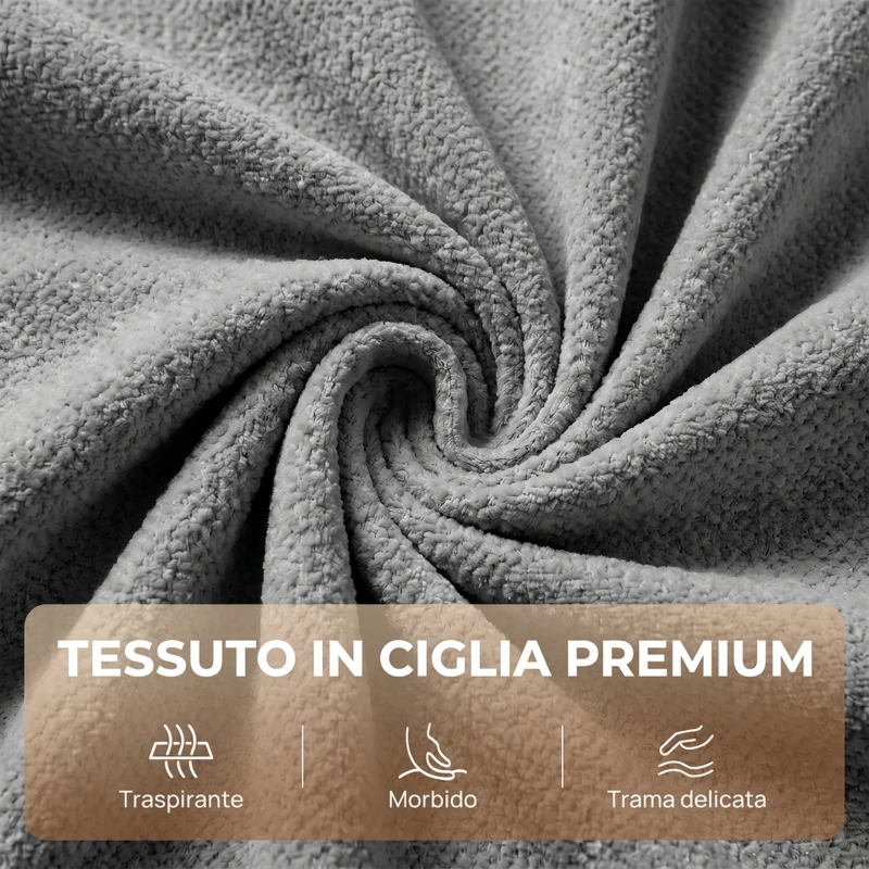 HOMCOM Poltrona Reclinabile Manuale 155° con Poggiapiedi, Girevole a 360° in Ciniglia, Grigio Chiaro