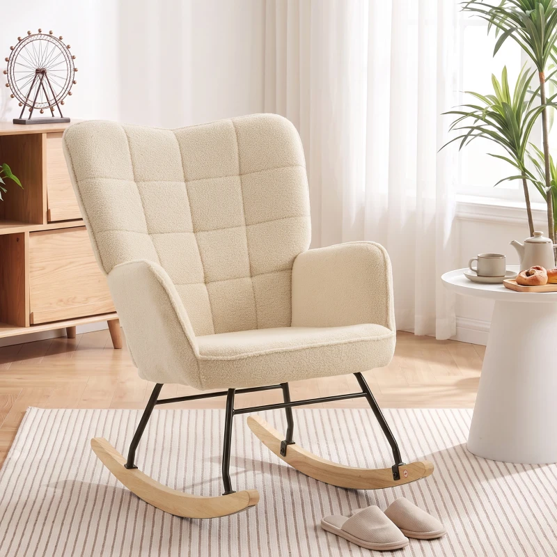HOMCOM schommelstoel accentstoel tot 120 kg, polyester, beige(m-9)