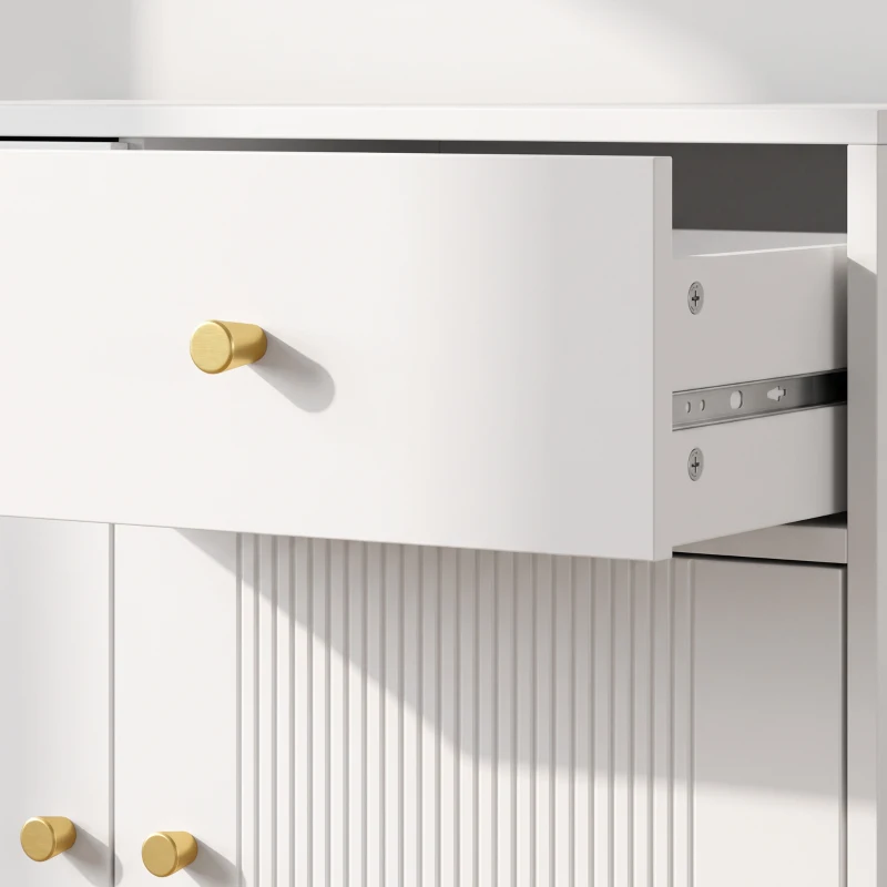 HOMCOM Buffet para Sala, Móvel de Arrumação com 2 Portas, 2 Gavetas, Prateleiras Reguláveis e Pés em Metal, 80 x 39 x 86 cm, Branco