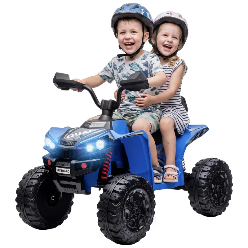AIYAPLAY Quad Eléctrico Niños 24V 2 Plazas 2 Motores 120 W Batería de Litio Suspensión Arranque Suave 4-6 km/h 3-8 Años Azul